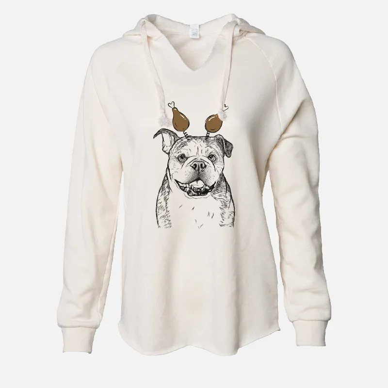 Thanksgiving Agatha the Boston Bulldog - Cali Wave Hooded Sweatshirt Hoodie with Monochrome Minimalist Simple