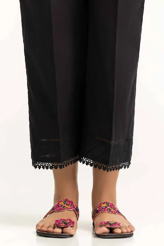 Gul Ahmed Stitched Black Dyed Cambric Embelished Trouser TR-24-05 Trousers fashionable trendy