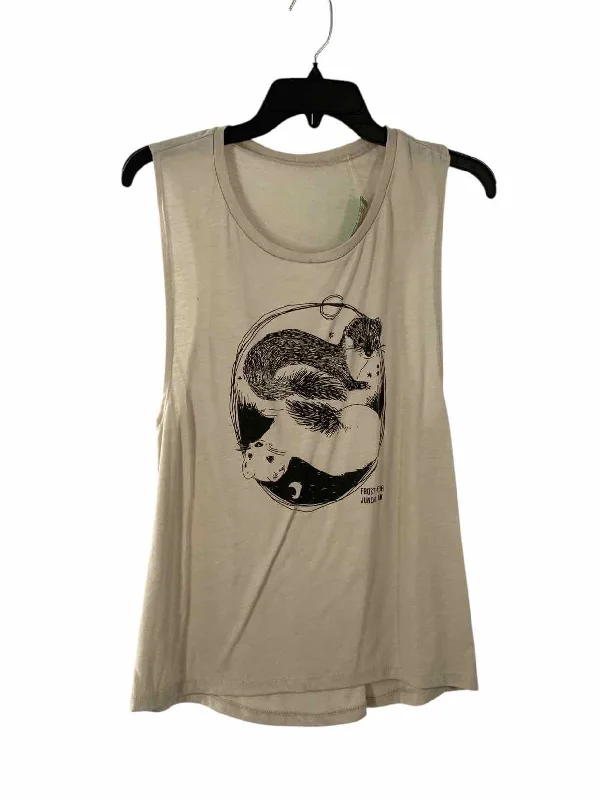 frost + fur Size L Cream Black Mink Tank Top black tank top