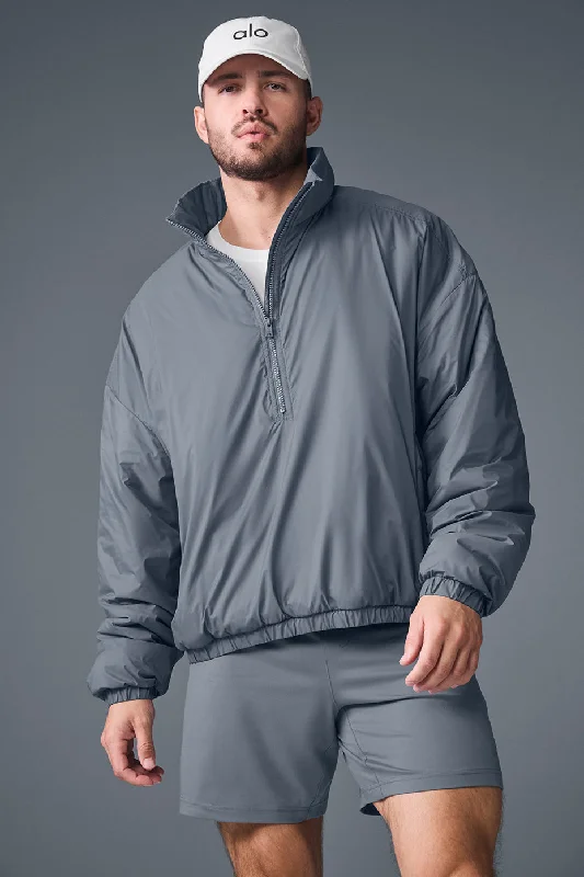 Latitude Light Weight 1/2 Zip Pullover Jacket - Steel Grey Satin Jacket Silk Jacket Chiffon Jacket