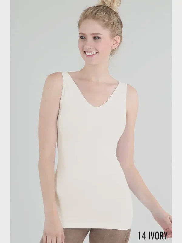 Reversible Tank Top | Ivory | NikiBiki spandex blend tank
