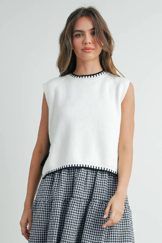 Ivory Sweater Top With Black Bows Soft Cozy Warm