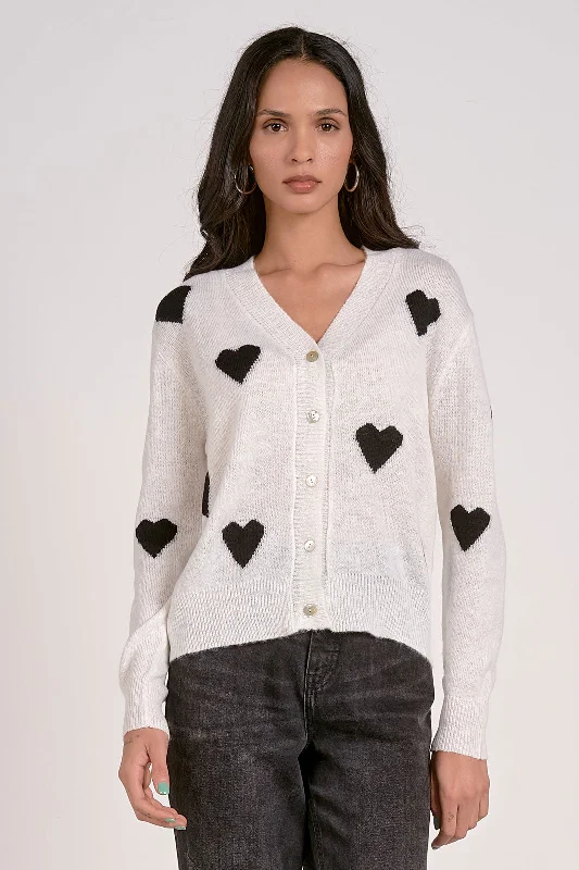 Hearts Cardigan Transparent Opaque Sheer
