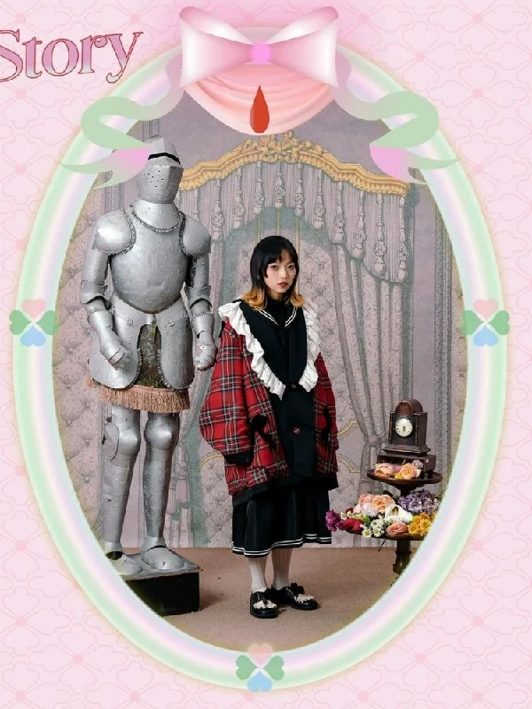 Plaid splicing reversible coat【s0000003612】 Fitted Loose Oversized