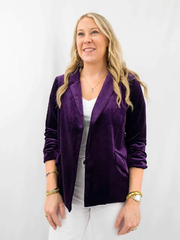 Plum Purple Velvet Blazer Women's Fashion Blazer