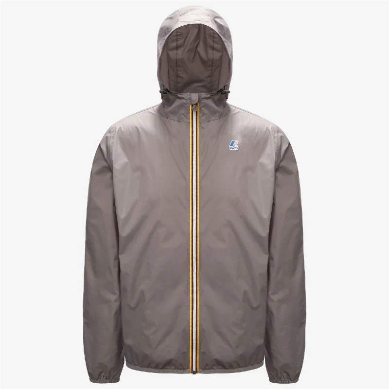 Claude - Unisex Packable Full Zip Waterproof  Rain Jacket in Grey Smoke Appliqued Jacket Beaded Jacket Sequined Jacket