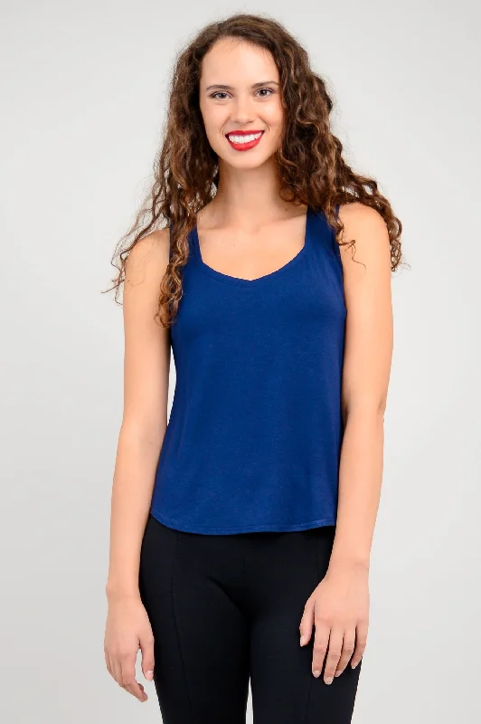 Ritzy Tank, Indigo, Bamboo peach tank top