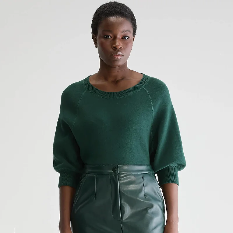 Anglet Crewneck Sweater in Botanica by Bellerose Turtle Neck Boat Neck Asymmetrical Neck