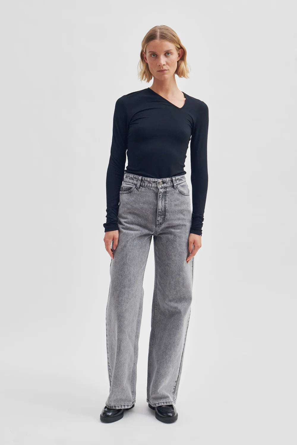 Second Female Corin Trousers in Denim Grey Trousers Formal Black