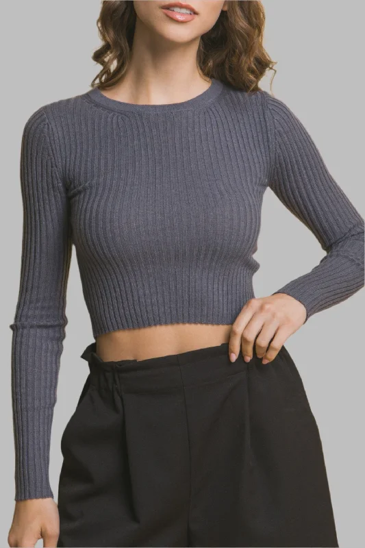 Ribbed Cropped Sweater Cotton Fabric Linen Fabric Terry Fabric