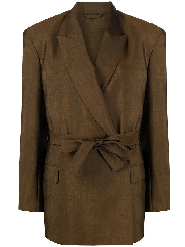 JAMILA WO MO DOUBLE BREASTED BELTED BLAZER Women's Casual Suit