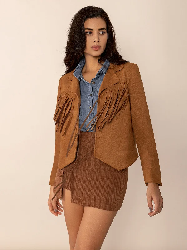 Hazel Blues® |  Tied Tassel Collared Neck Long Sleeve Jacket Herringbone Jacket Houndstooth Jacket Plaid Jacket