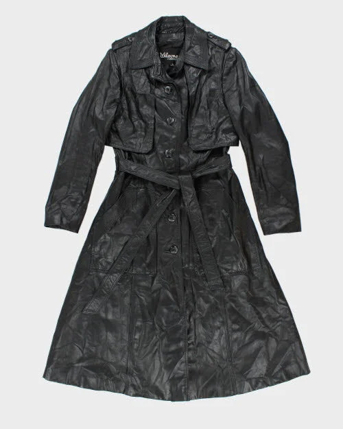 Vintage 90's Wilsons Leather Button Up Over Coat - M Square Neck One-Shoulder Off-the-Shoulder