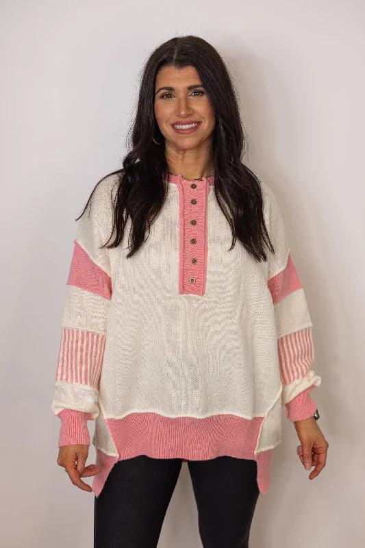 keeping Promises Ivory Colorblock Sweater Boxy Sweater Fitted Sweater A-Line