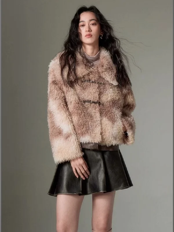 Sheep Curly Fur Coat【s0000004878】 Square Neck One-Shoulder Off-the-Shoulder