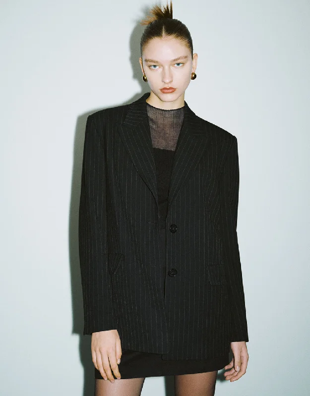 Peak Lapel Tailored Blazer Women's High-End Blazer
