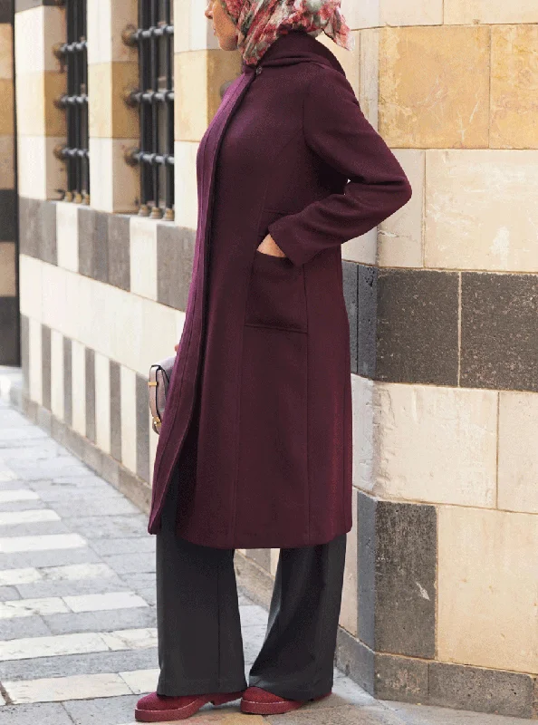 Aisha Wool Coat Peter Pan Collar Cowl Neck Turtleneck