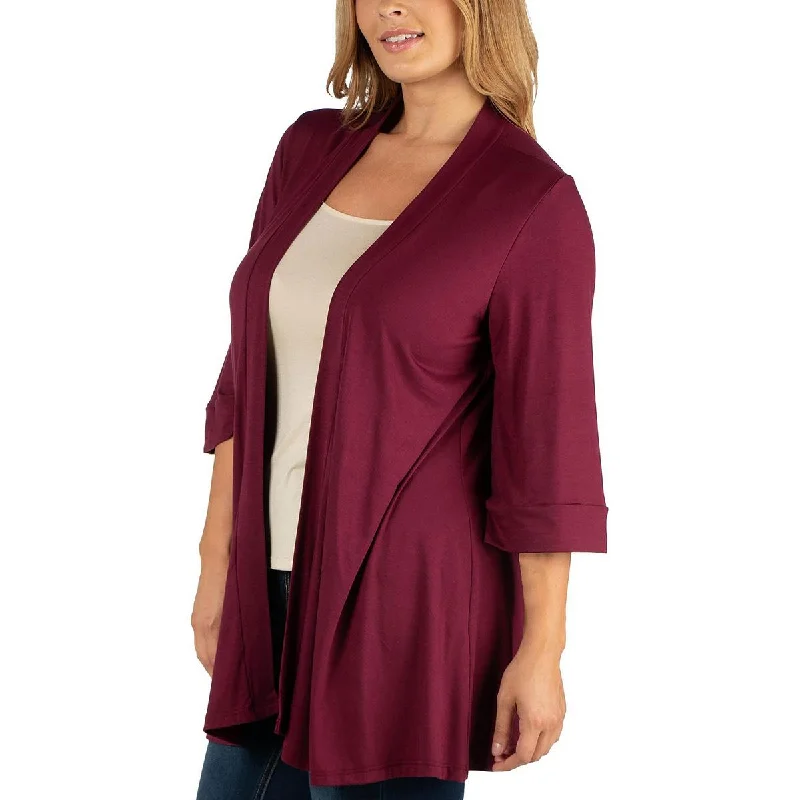 24seven Comfort Apparel Womens Plus Solid  Open-Front Blazer Women's Casual Suit