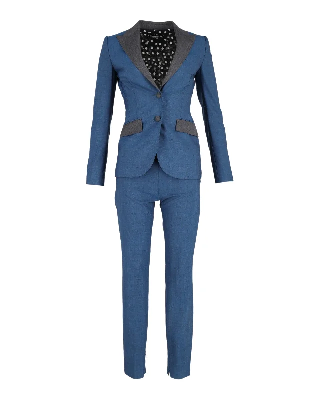 Dolce & Gabbana Blazer and Trousers Set in Blue Cotton Trousers Cargo Utility