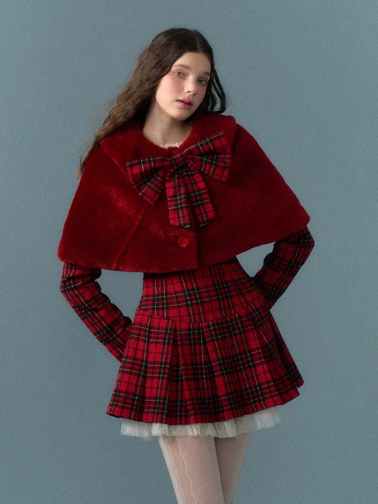 Christmas girl short fur coat【s0000005660】 Zip Front Button Front Snap Front