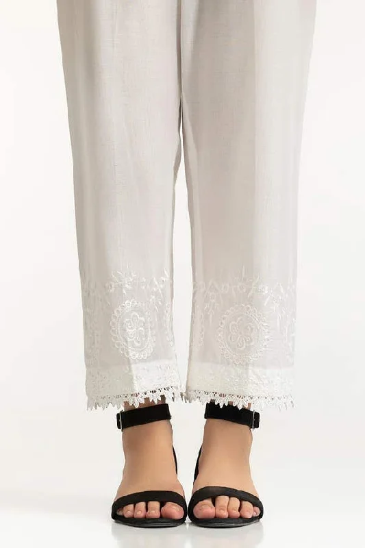 Gul Ahmed Stitched White Lawn Embroidered Trouser IUSTTR-42007 Trousers Elastic Waist Soft Gul Ahmed Stitched White Lawn Embroidered Trouser IUSTTR-42007 Trousers Elastic Waist Soft