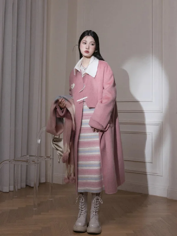 Alpaca double sided wool coat【s0000005818】 Buttoned Toggled Snapped