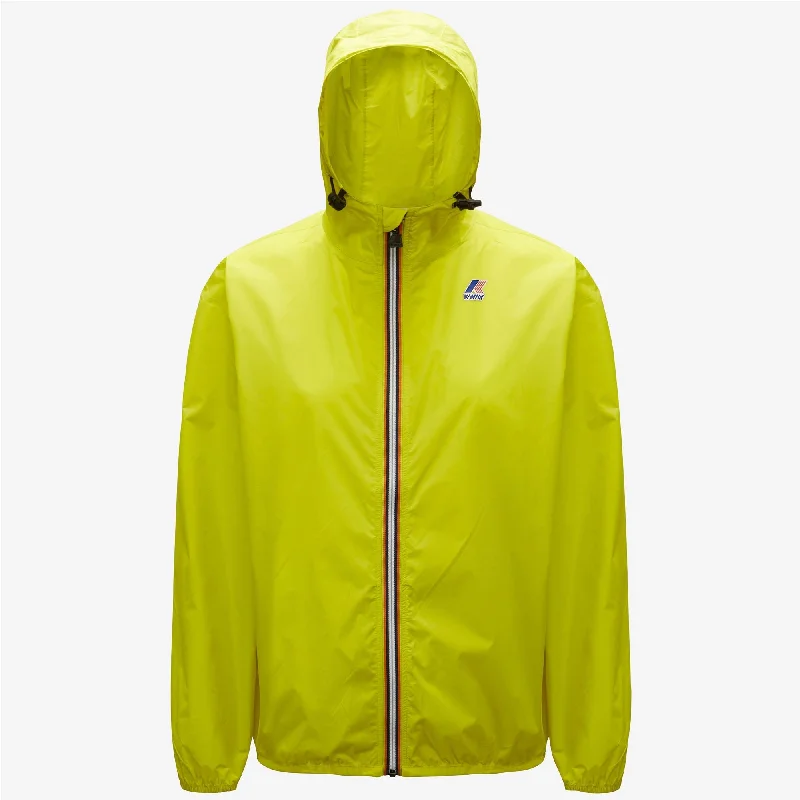 Claude - Unisex Packable Full Zip Waterproof  Rain Jacket in Green Lime Fleece Jacket Down Jacket Parka