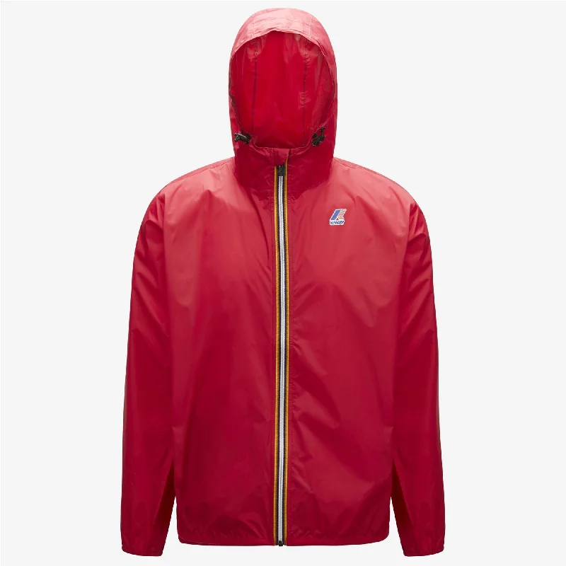 Claude - Unisex Packable Full Zip Waterproof Rain Jacket in Red Berry Embroidered Jacket Appliqued Jacket Beaded Jacket