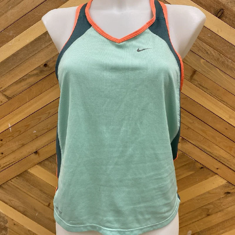 Nike - Women's Dri-Fit Tank Top - MSRP $35: Mint Green/Dark Green/ Neon Orange-women-MD black tank top