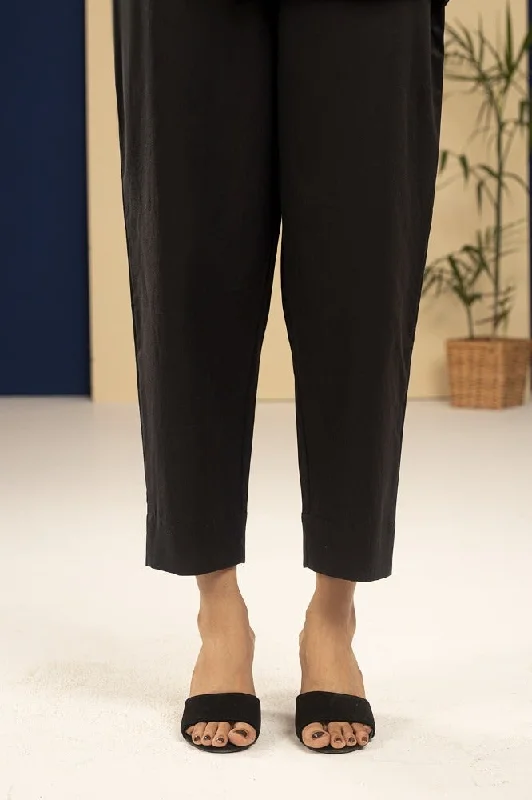 Gul Ahmed Stitched Cambric Dyed Trouser KTR-42029-A High Waist Slim Fit Ankle Length