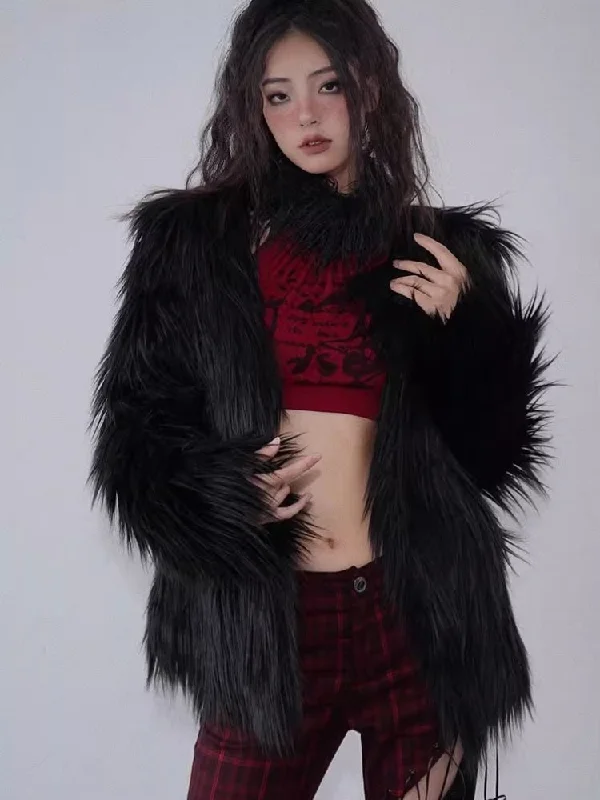Imitation sheep beach hair one buckle coat【s0000004938】 Off-the-Shoulder Jacket Double-Breasted Coat Single-Breasted Coat