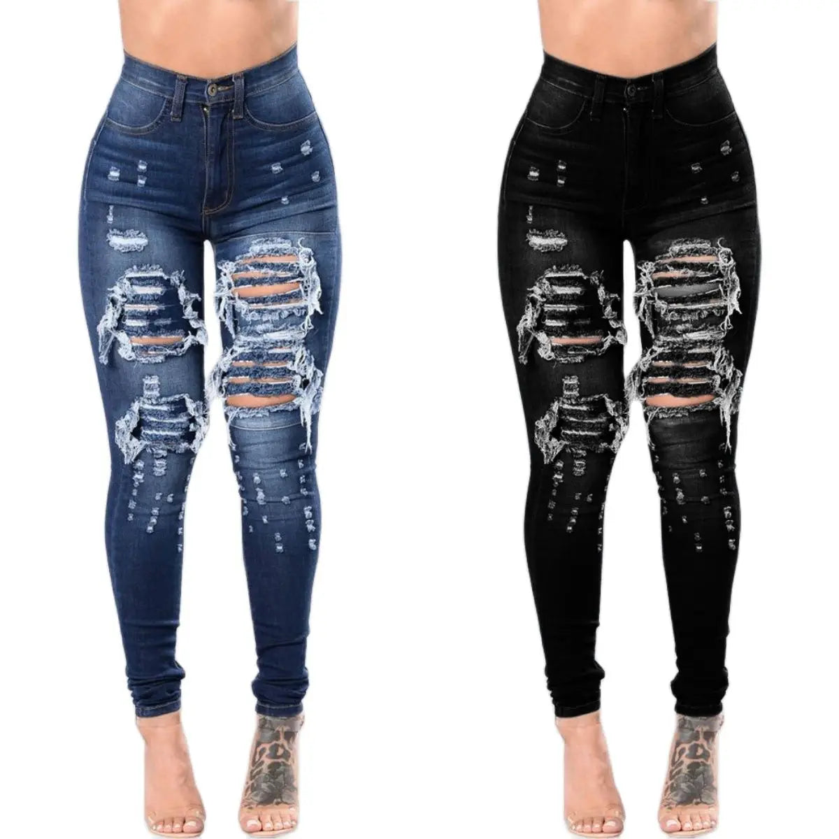 2023 Autumn High Waist Ripped Jeans For Women Fashion Stretch Skinny Denim Pencil Pants Casual Slim Trousers S-3XL Trousers Travel Practical