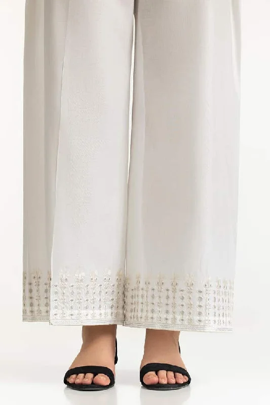 Gul Ahmed Stitched White Lawn Embellished Trouser IUSTTR-42014 Trousers chic fashionable