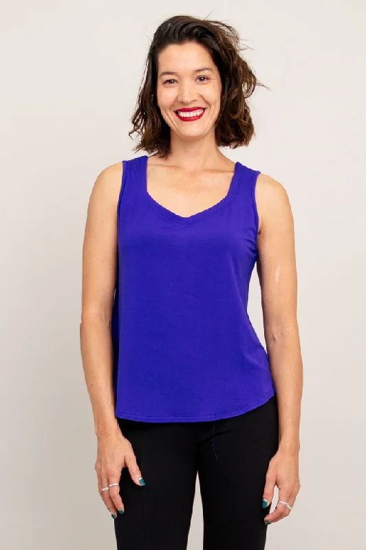Ritzy Tank, Violet, Bamboo trendy tank top