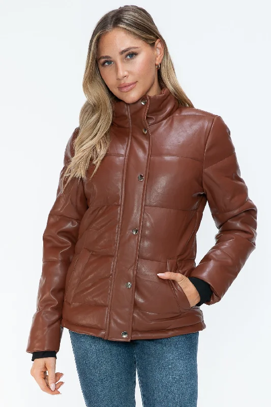 Hazel Blues® |  YMI Pocketed Zip Up Turtleneck Puffer Jacket Denim Jacket Leather Jacket Suede Jacket