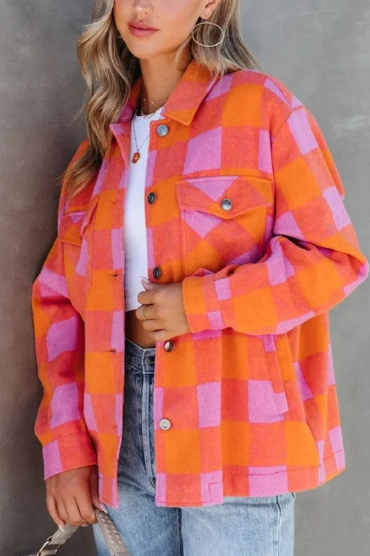 Hazel Blues® |  Plaid Collared Neck Button Up Jacket Cardigan Sweater Pullover