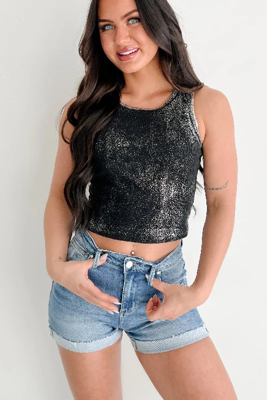 Have It Both Ways Metallic Tank Top (Black) solid color tank