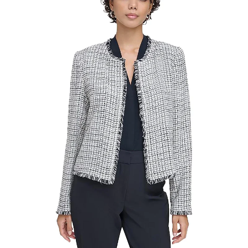 Calvin Klein Womens Fringe Tweed Open-Front Blazer Women's Unique Blazer