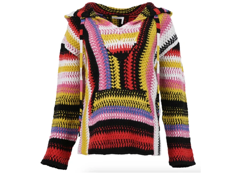 Chloe Macrame Cashmere Hooded Sweater Chenille Fabric Brocade Fabric Lace Fabric