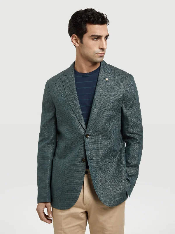 Unstructured Hopsack Linen Blend Blazer Women's Fashion Blazer