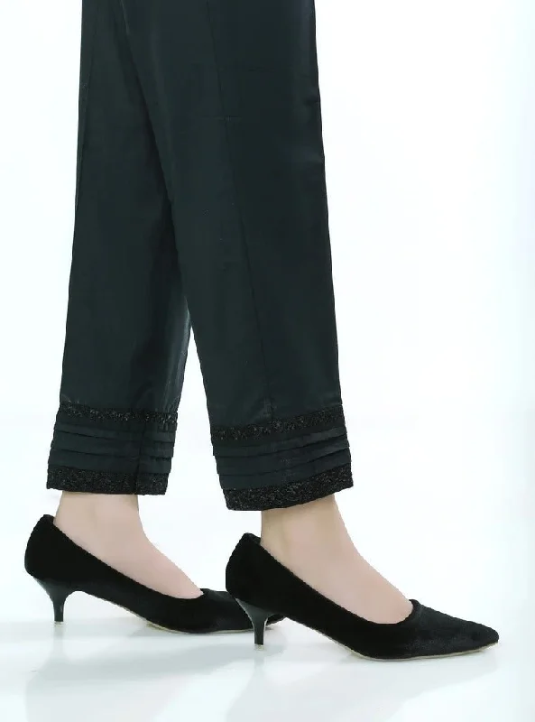 Lakhany 01 Piece Embroidered Stitched Trousers LSM-T-1608-Black Skinny Trousers Denim Stretchy