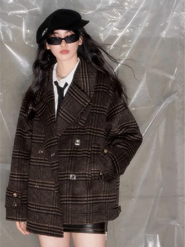Blazer collar reversible tweed coat【s0000004885】 Women's Trendy Jacket