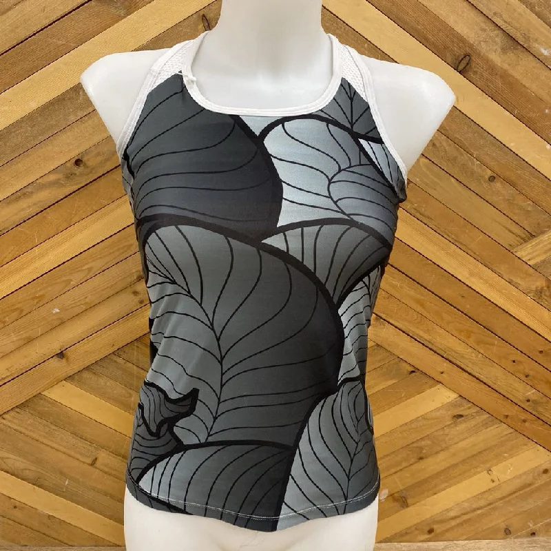 Sugoi - Women's Leaf Pattern Tank Top: Grey / White-women- strappy tank top