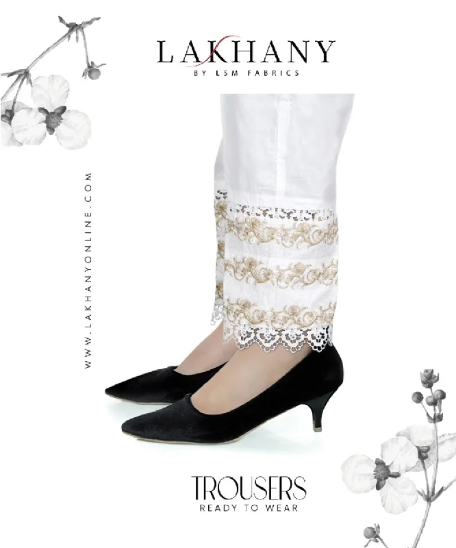 Lakhany 01 Piece Embroidered Stitched Trousers LSM-T-1980-White Trousers stylish modern
