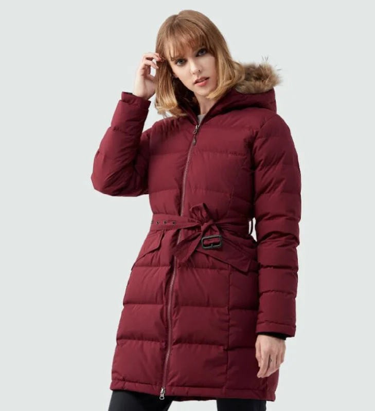 TECTOP Fur Hood Snow Down Jacket Striped Jacket Polka Dot Jacket Floral Jacket