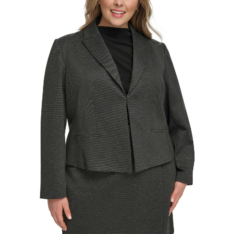 Calvin Klein Womens Plus Solid Knit Open-Front Blazer Slim Fit Blazer