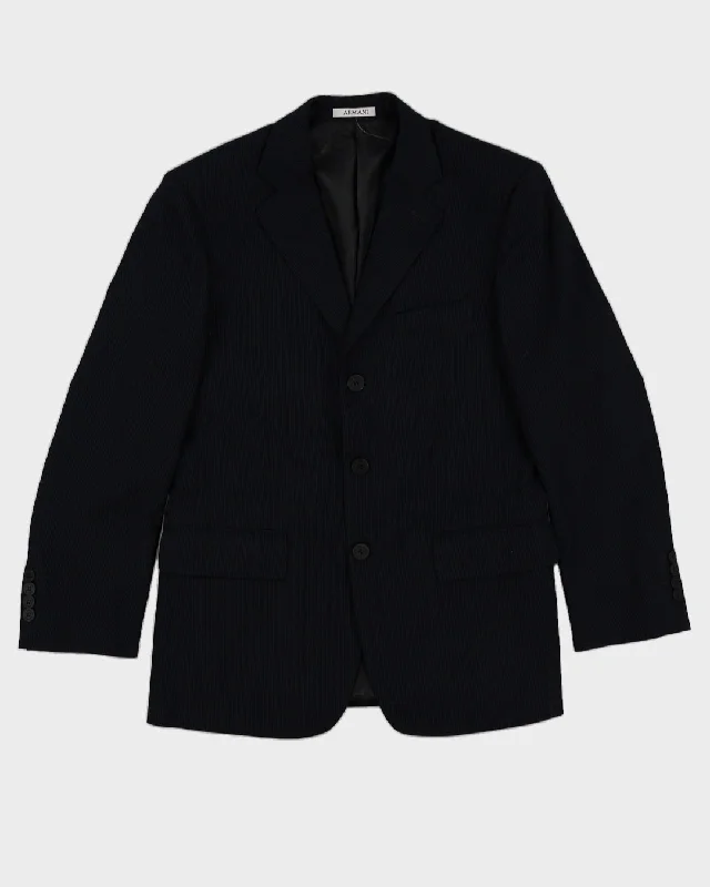 Vintage 90s Armani Collezioni Navy Pinstripe Blazer - S Women's Leather Blazer
