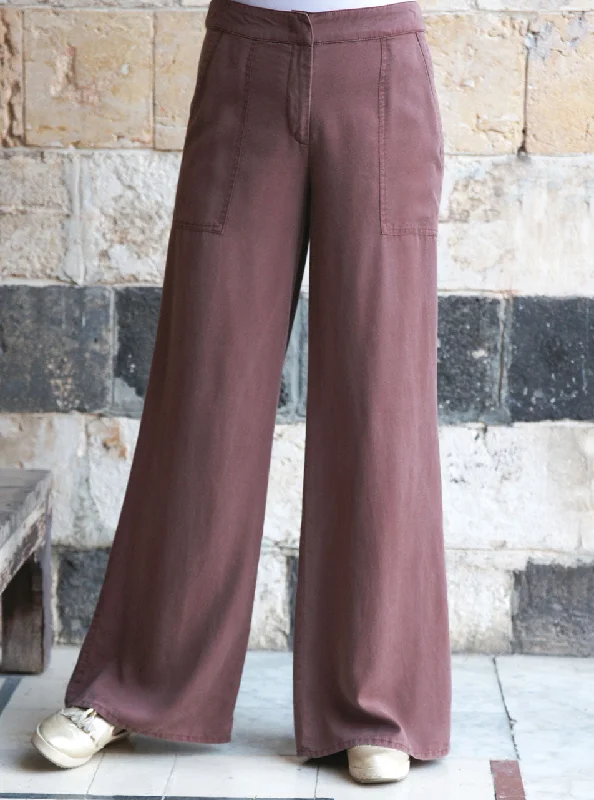 Lyocell Patch Pocketed Trousers Trousers Yoga Stretchy