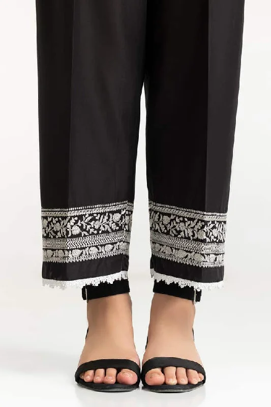 Gul Ahmed Stitched Black Lawn Embellished Trouser IUSTTR-42012 Trousers trendy modern
