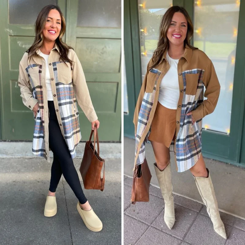 Hazel Blues® |  PREORDER: Durham Plaid Jacket in Two Colors Rayon Jacket Velvet Jacket Corduroy Jacket